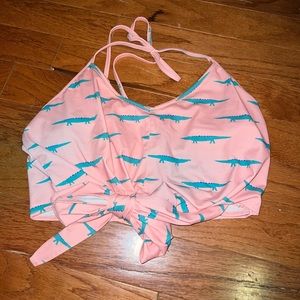 Kortni Jeane Alligator Tied-Up Swim Top